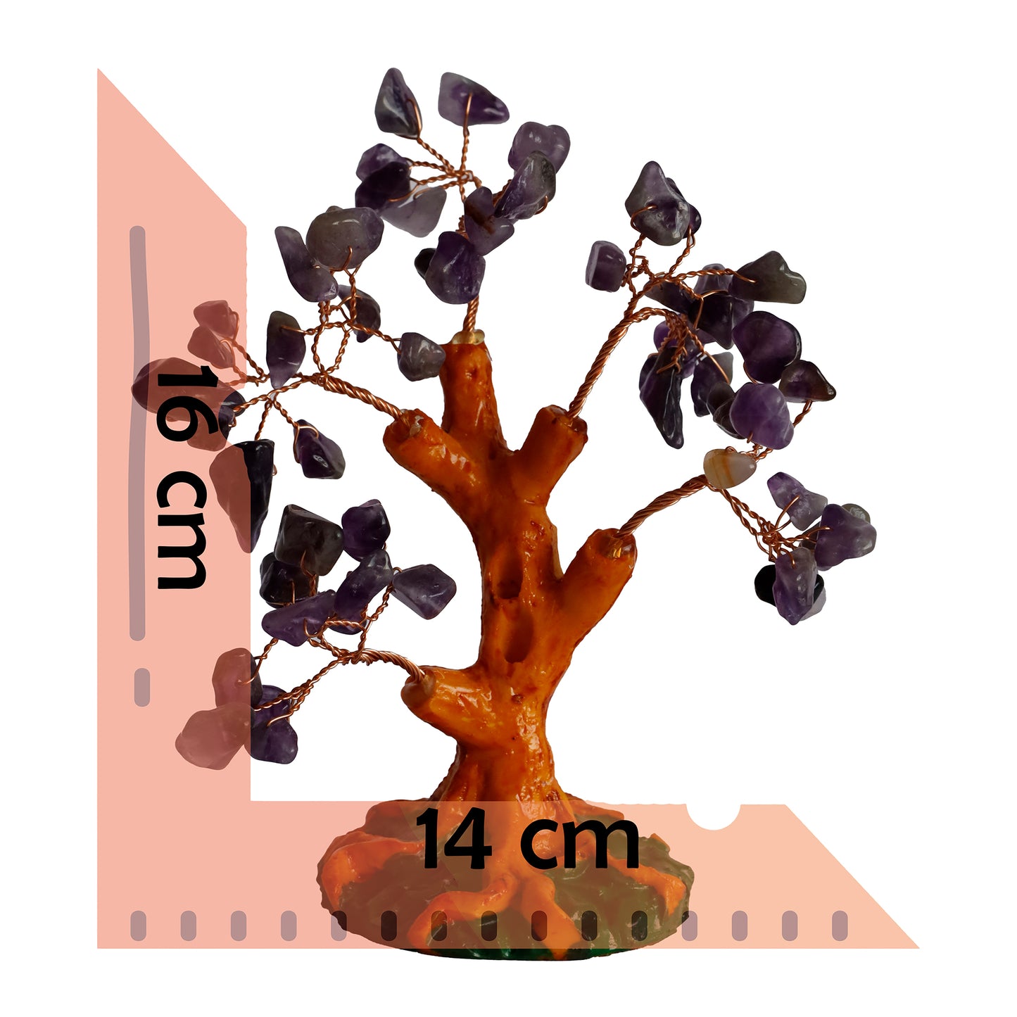 Doğal Ametist Taşlı Hayat Ağacı Biblo - 16x14 cm Enerji Taşı Dekoratif Obje