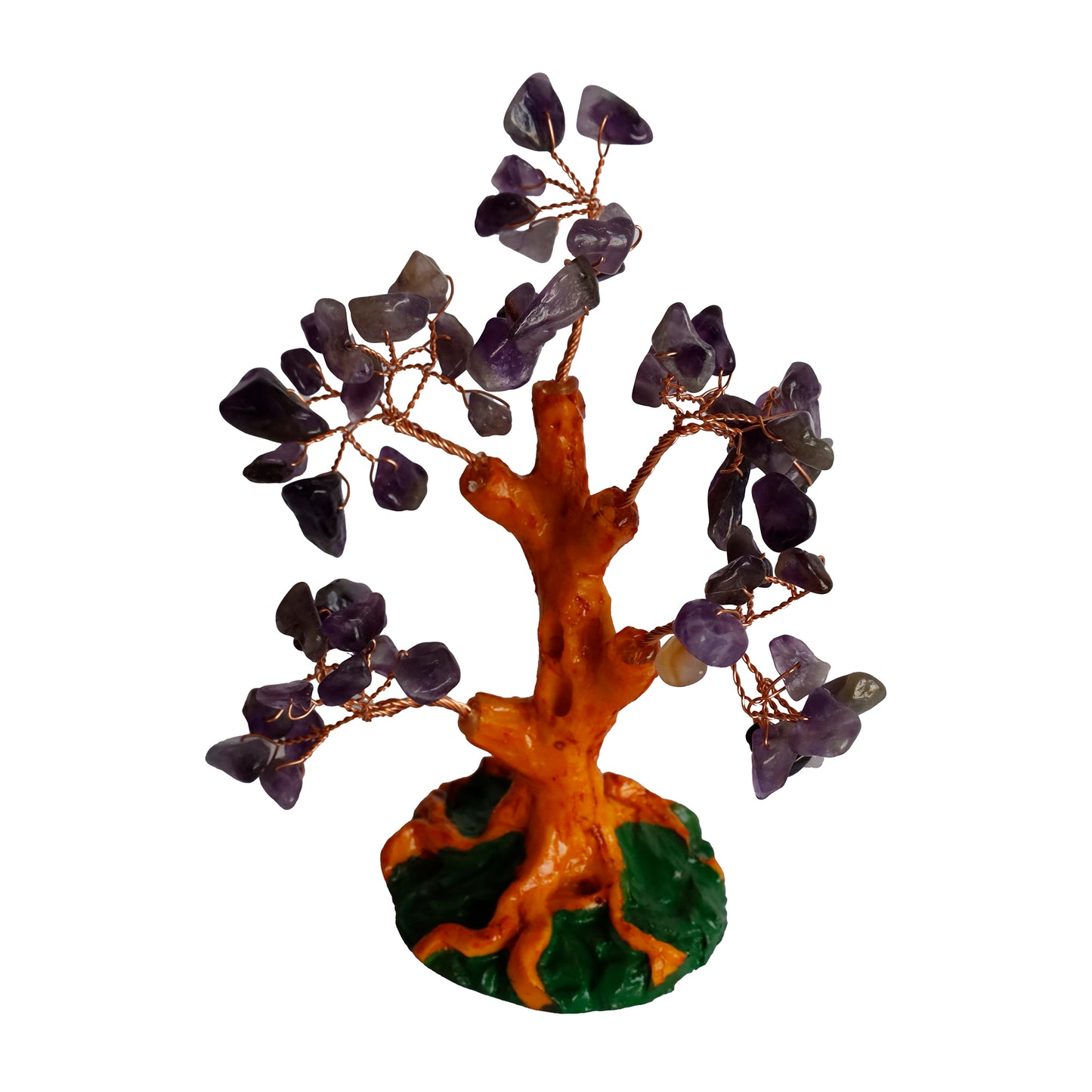 Doğal Ametist Taşlı Hayat Ağacı Biblo - 16x14 cm Enerji Taşı Dekoratif Obje