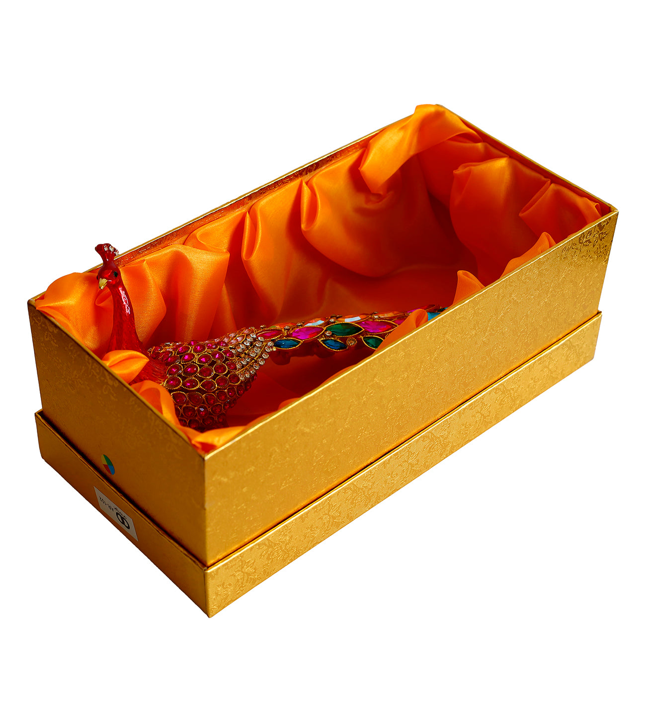 Kristal Taşlı Tavus Kuşu Biblo ve Mücevher Kutusu – 12x22x9 cm, Hediyelik Dekoratif Figür