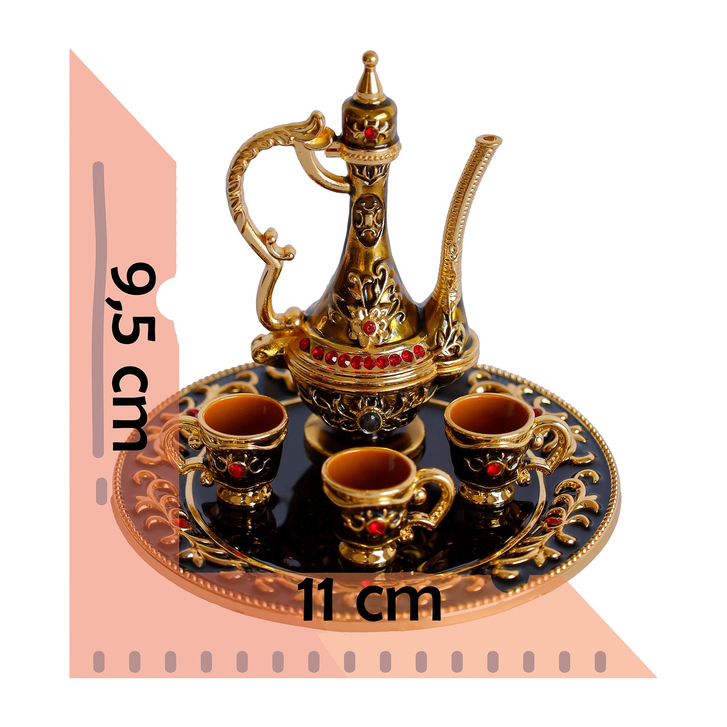 Renkli Metal Biblolar - Kırmızı, Yeşil, Beyaz, Siyah, Sarı ve Mavi Seçenekli Dekoratif Mini Çay Takımı