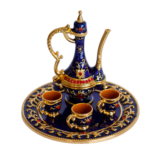 Renkli Metal Biblolar - Kırmızı, Yeşil, Beyaz, Siyah, Sarı ve Mavi Seçenekli Dekoratif Mini Çay Takımı