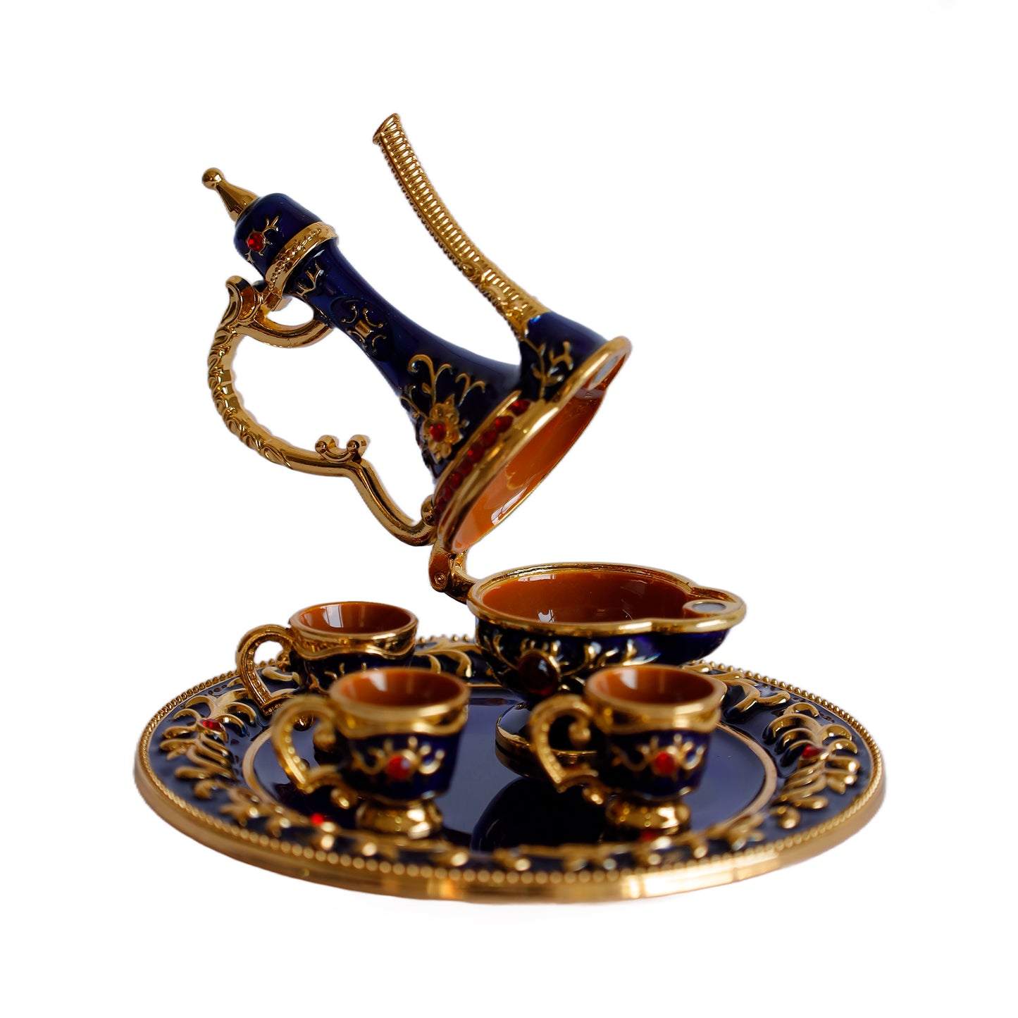 Renkli Metal Biblolar - Kırmızı, Yeşil, Beyaz, Siyah, Sarı ve Mavi Seçenekli Dekoratif Mini Çay Takımı
