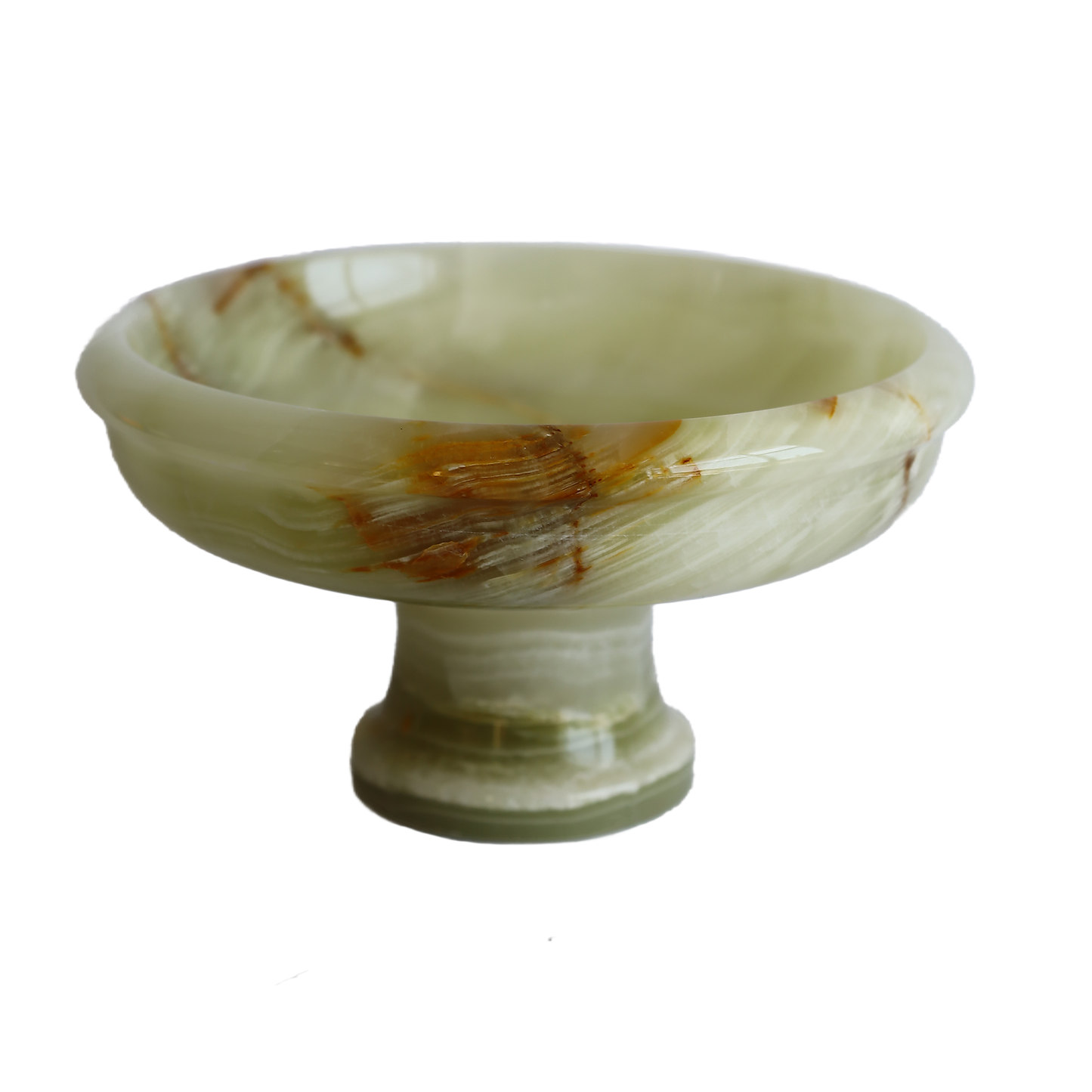 Onyx Natural Stone 3-Piece Apple Figurine Set – 6'' Footed Bowl – Handmade Decorative Fruit Set