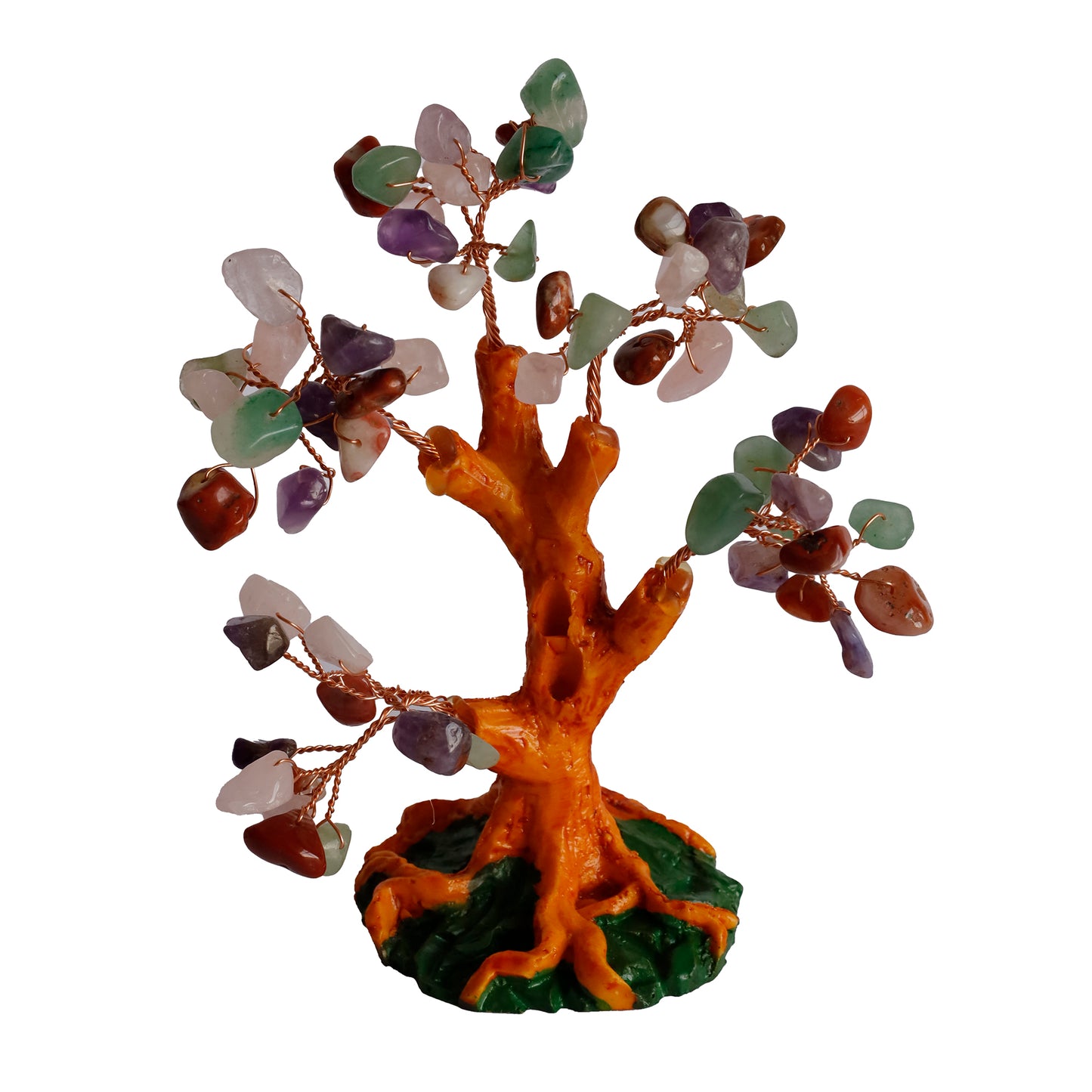 Karışık Doğal Taşlı Hayat Ağacı Biblo - 16x14 cm El Yapımı Enerji Dekoru