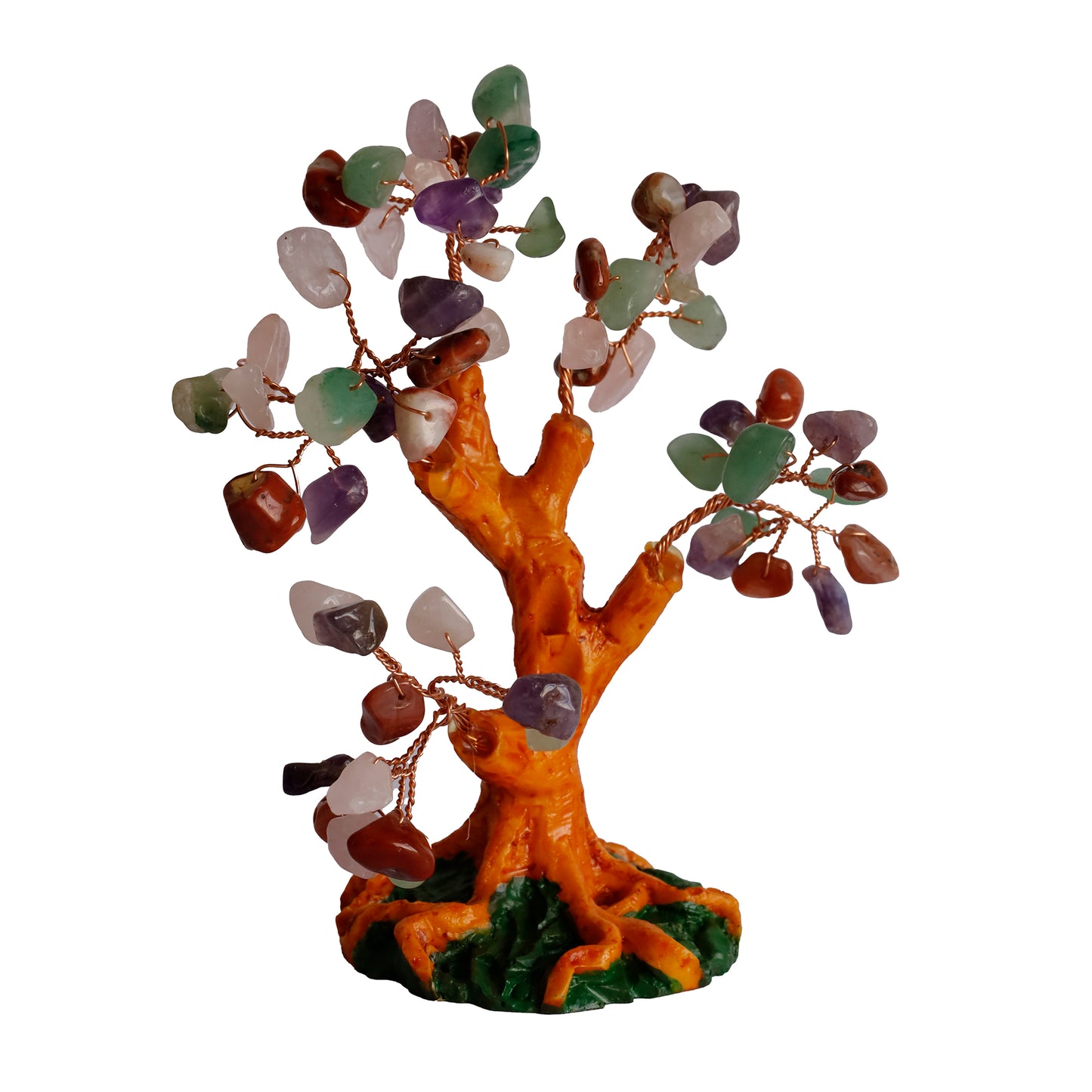 Karışık Doğal Taşlı Hayat Ağacı Biblo - 16x14 cm El Yapımı Enerji Dekoru