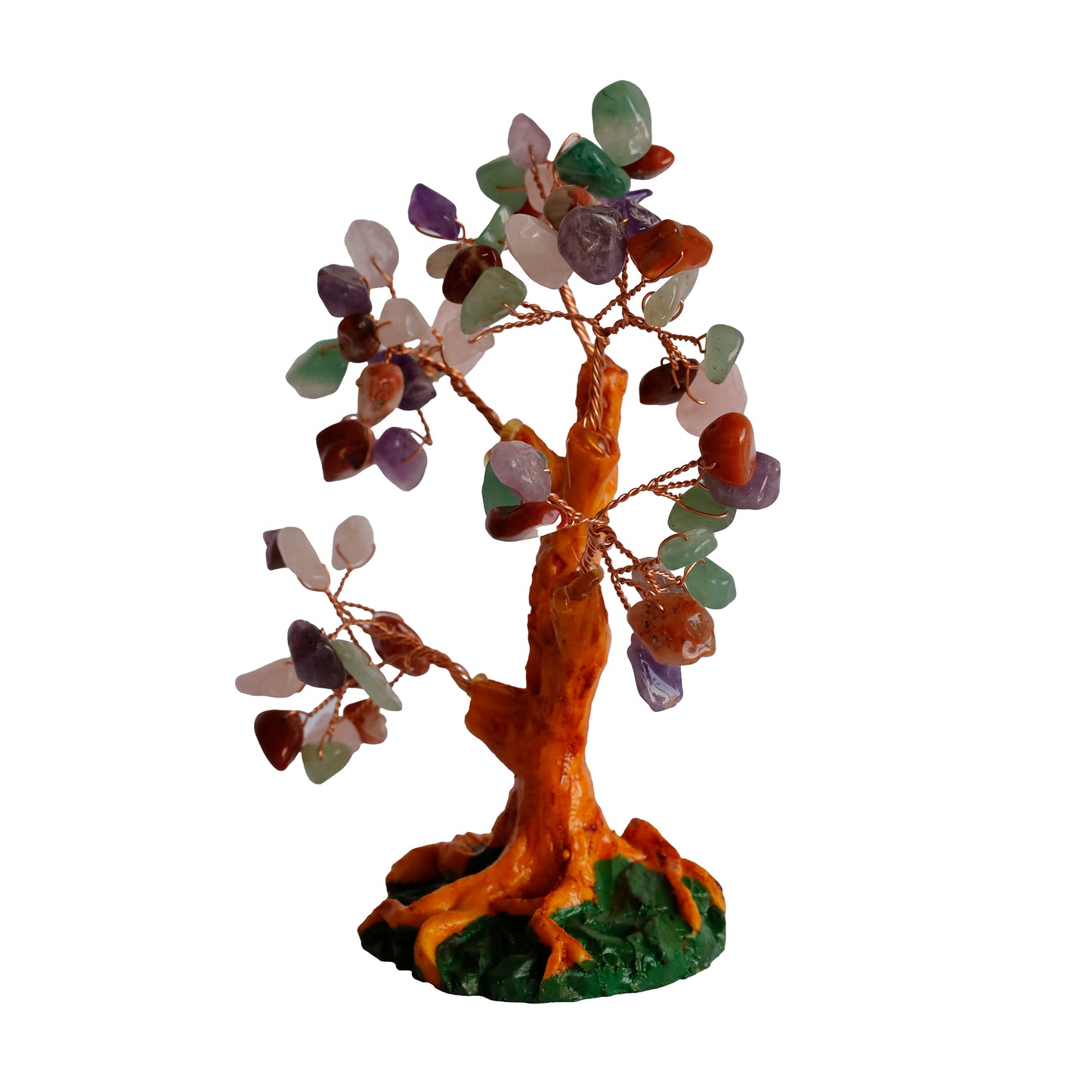 Karışık Doğal Taşlı Hayat Ağacı Biblo - 16x14 cm El Yapımı Enerji Dekoru