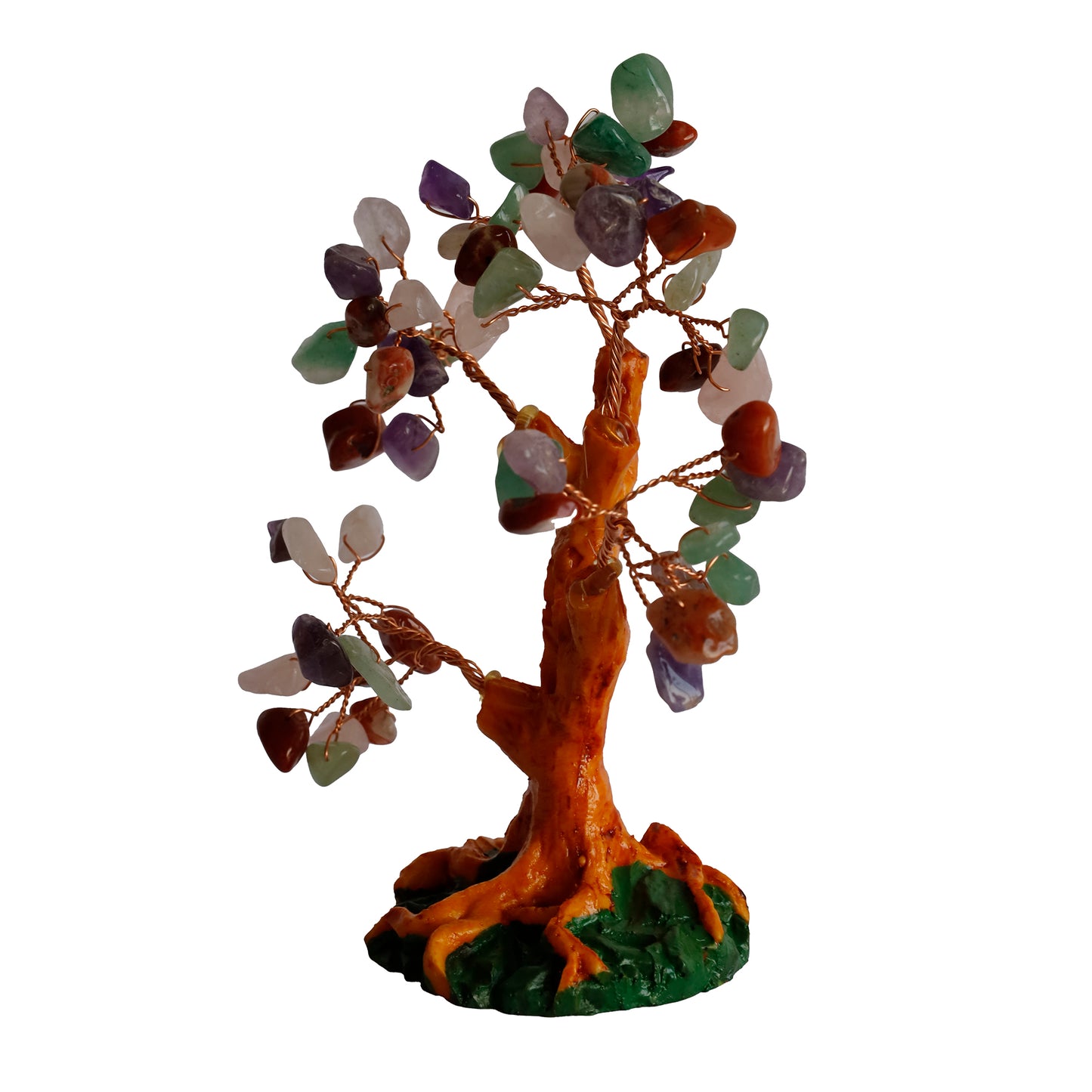 Karışık Doğal Taşlı Hayat Ağacı Biblo - 16x14 cm El Yapımı Enerji Dekoru