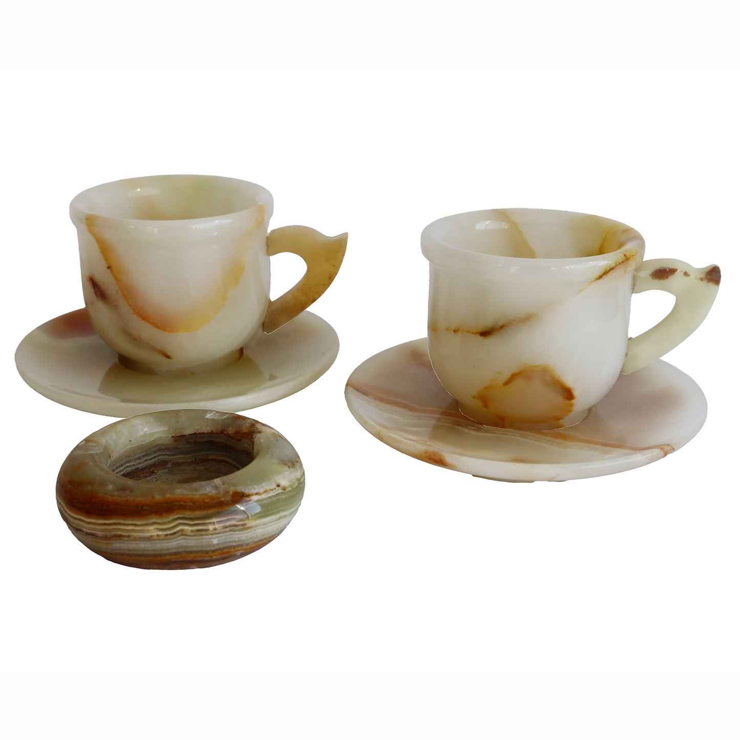 Onyx Natural Stone 2-Piece Cup and 3-Inch Ashtray Set – Handmade Stylish Decorative Gift, with Natural Stone Energy