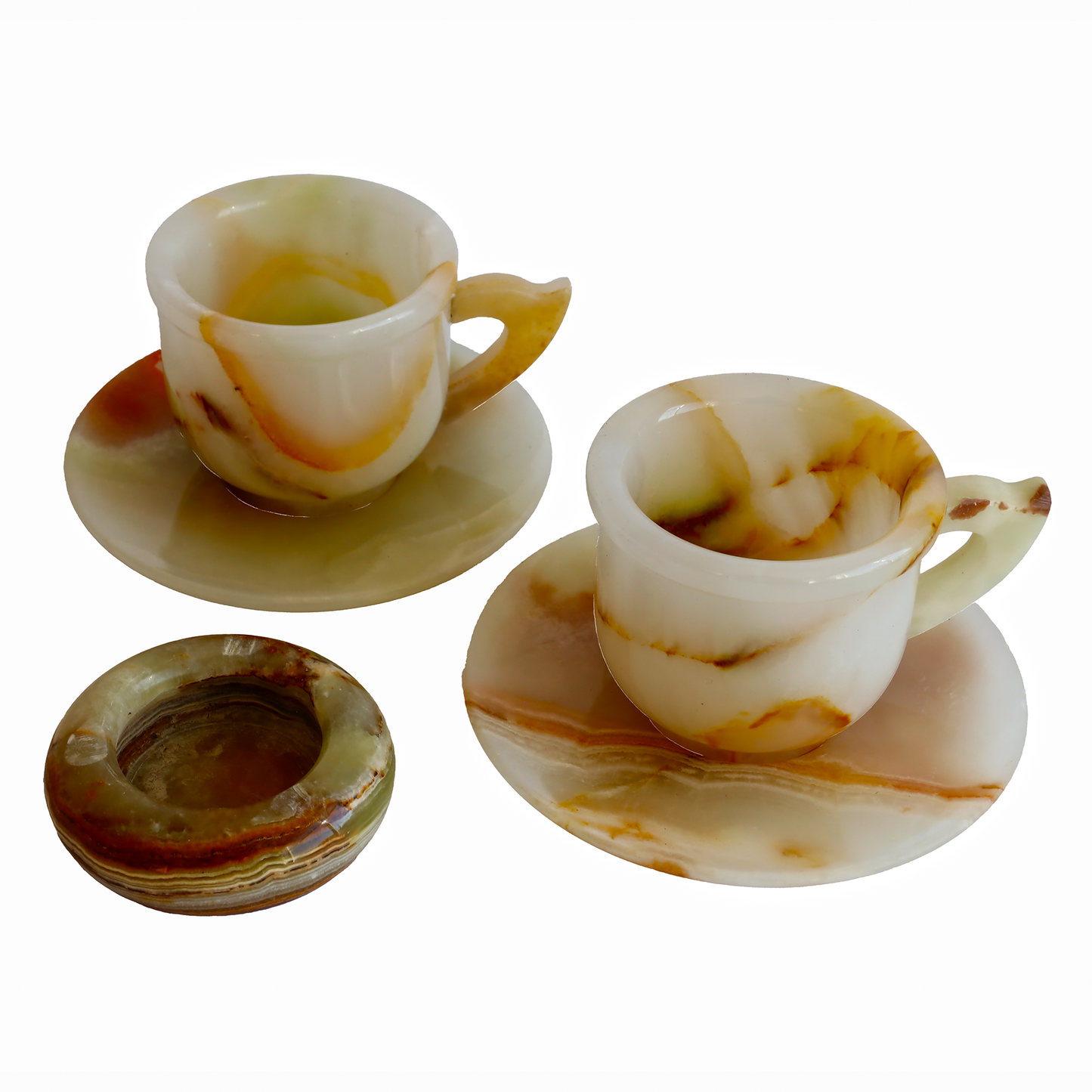 Onyx Natural Stone 2-Piece Cup and 3-Inch Ashtray Set – Handmade Stylish Decorative Gift, with Natural Stone Energy