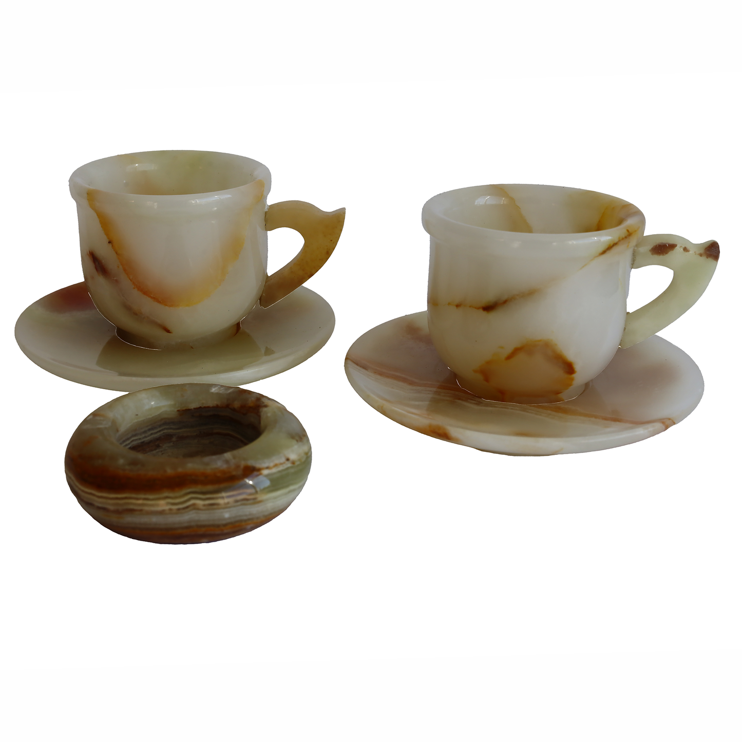 Onyx Natural Stone 2-Piece Cup and 3-Inch Ashtray Set – Handmade Stylish Decorative Gift, with Natural Stone Energy