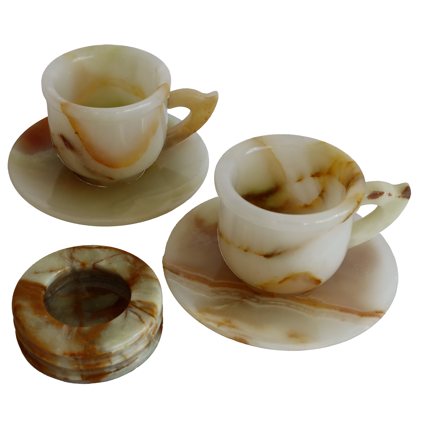 Onyx Natural Stone 2-Piece Cup and 3-Inch Ashtray Set – Handmade Stylish Decorative Gift, with Natural Stone Energy