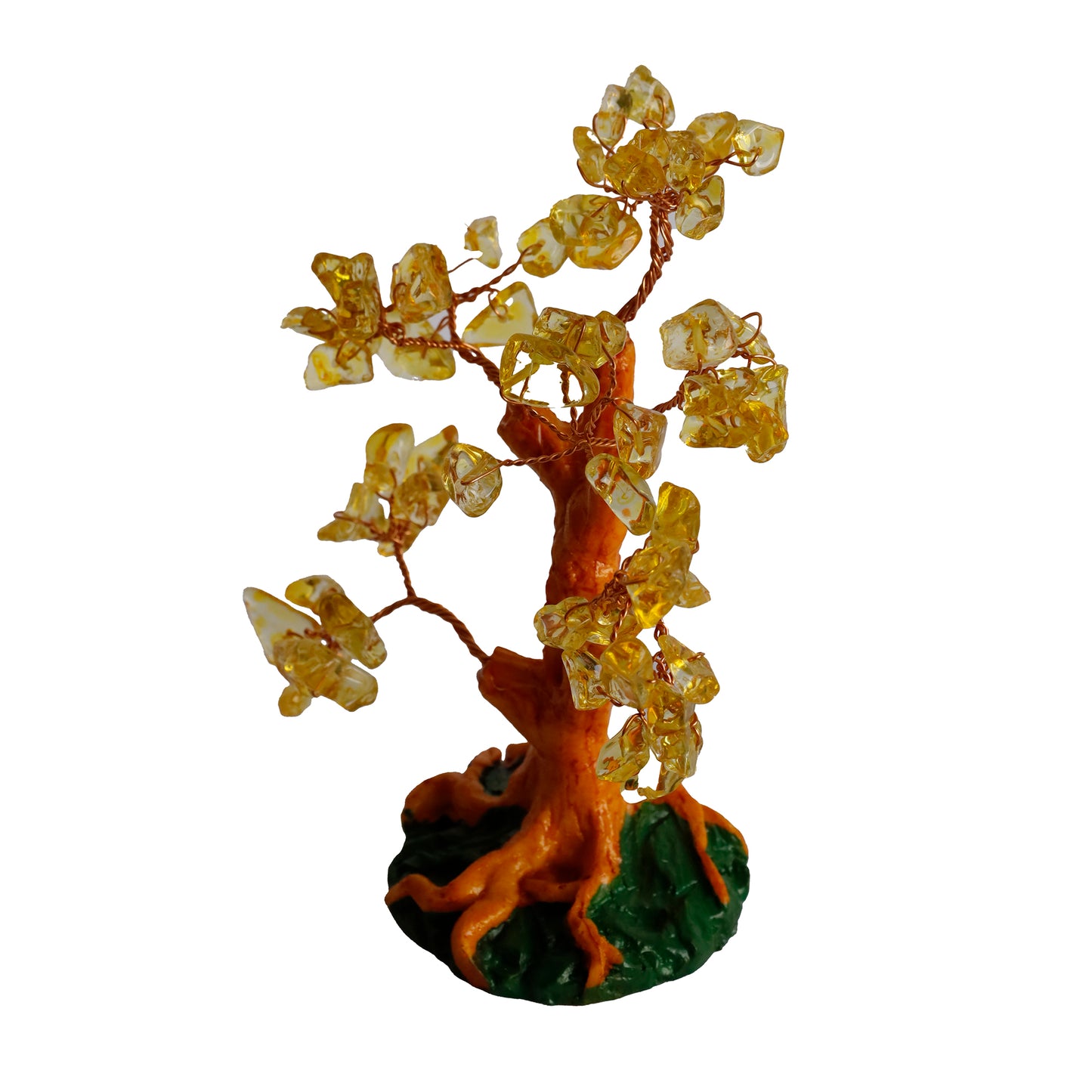 Doğal Sitrin Taşlı Hayat Ağacı - El Yapımı Bereket ve Şifa Dekoru (16x14 cm)